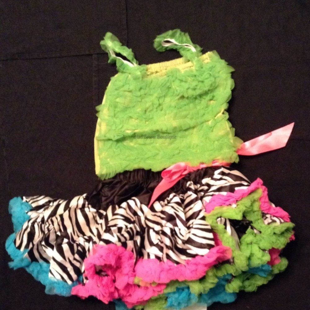 Neon and Zebra Petti Outfit   NRZ90  Size 90 2-3 years   NWT Boutique